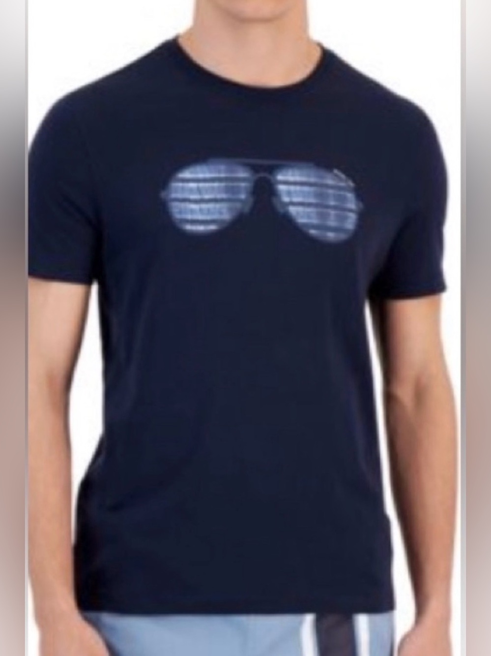 Michael kors Men's Navy Graphic Tee with Sunglasses Print
